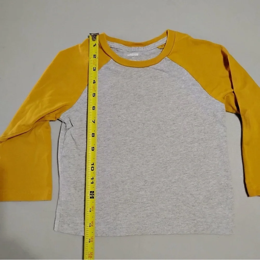 Gymboree Toddler Baseball Tee 2T Yellow Raglan Sleeve Shirt Classic Cotton